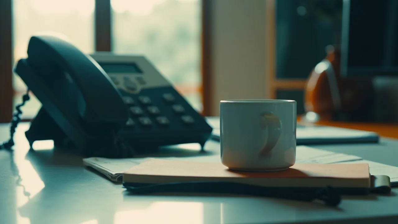 Precio por tu proindiviso: teléfono descolgado junto a un cuaderno y un café
