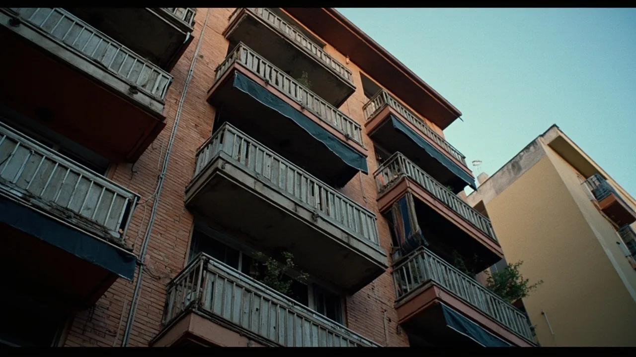 Tasación de una vivienda: fachada de un edificio de pisos con balcones