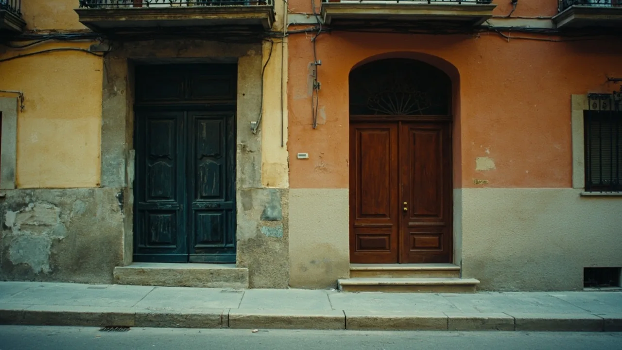 Intercambiar partes de pisos heredados entre hermanos: dos portales vecinos en una calle española