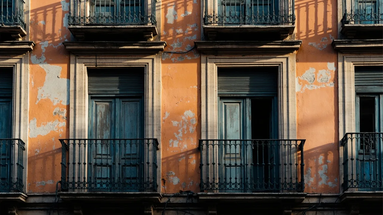 Piso heredado con inquilino de renta antigua: fachada antigua con balcones de hierro