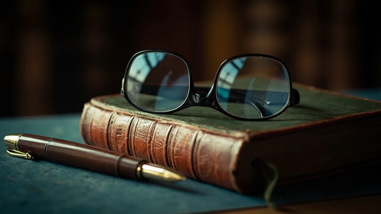 Proindiviso en el Código Civil: libro de leyes cerrado con gafas y pluma