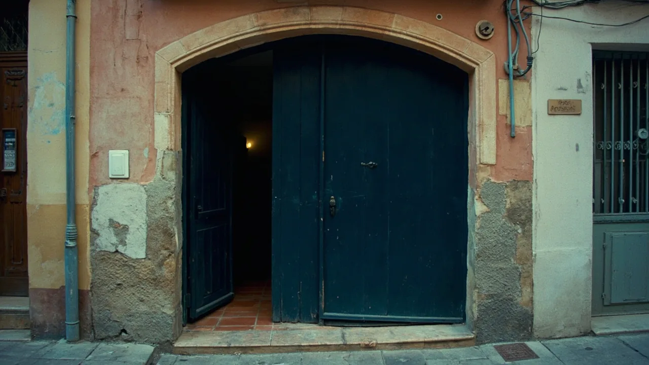 Una empresa ha comprado la parte de mi hermano: portal con puerta azul