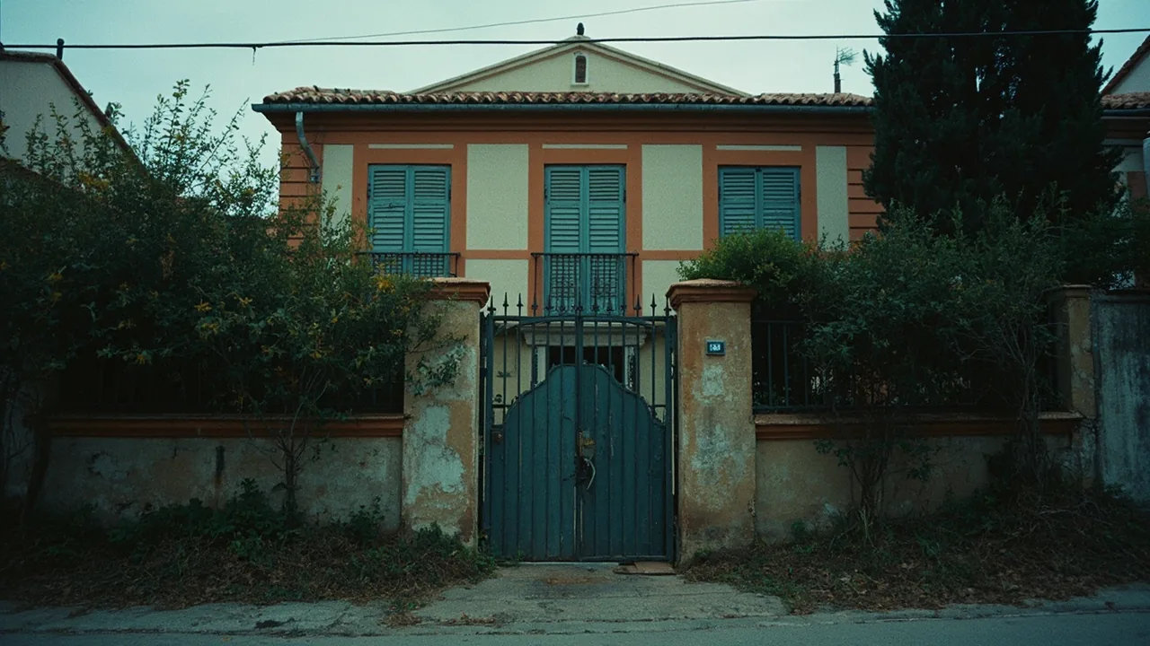 Vender casa con deudas: casa con la verja candada y el jardín descuidado