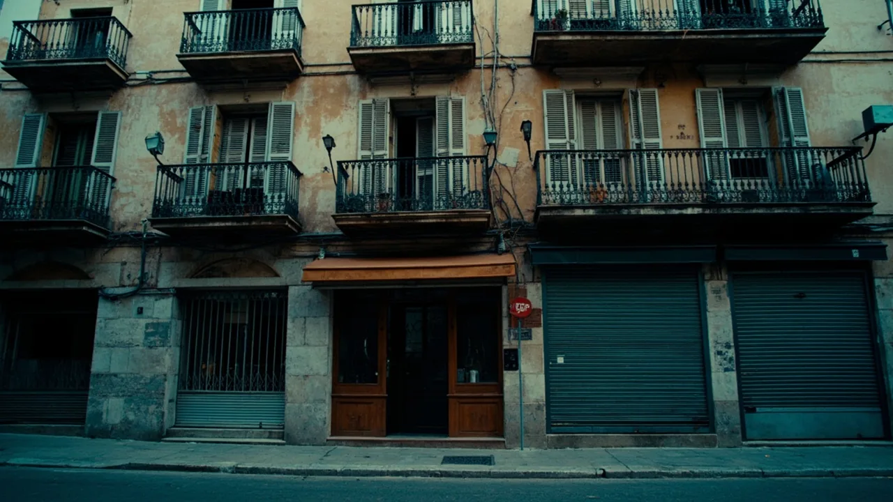 Vender mi parte de un edificio heredado: fachada antigua con balcones de hierro