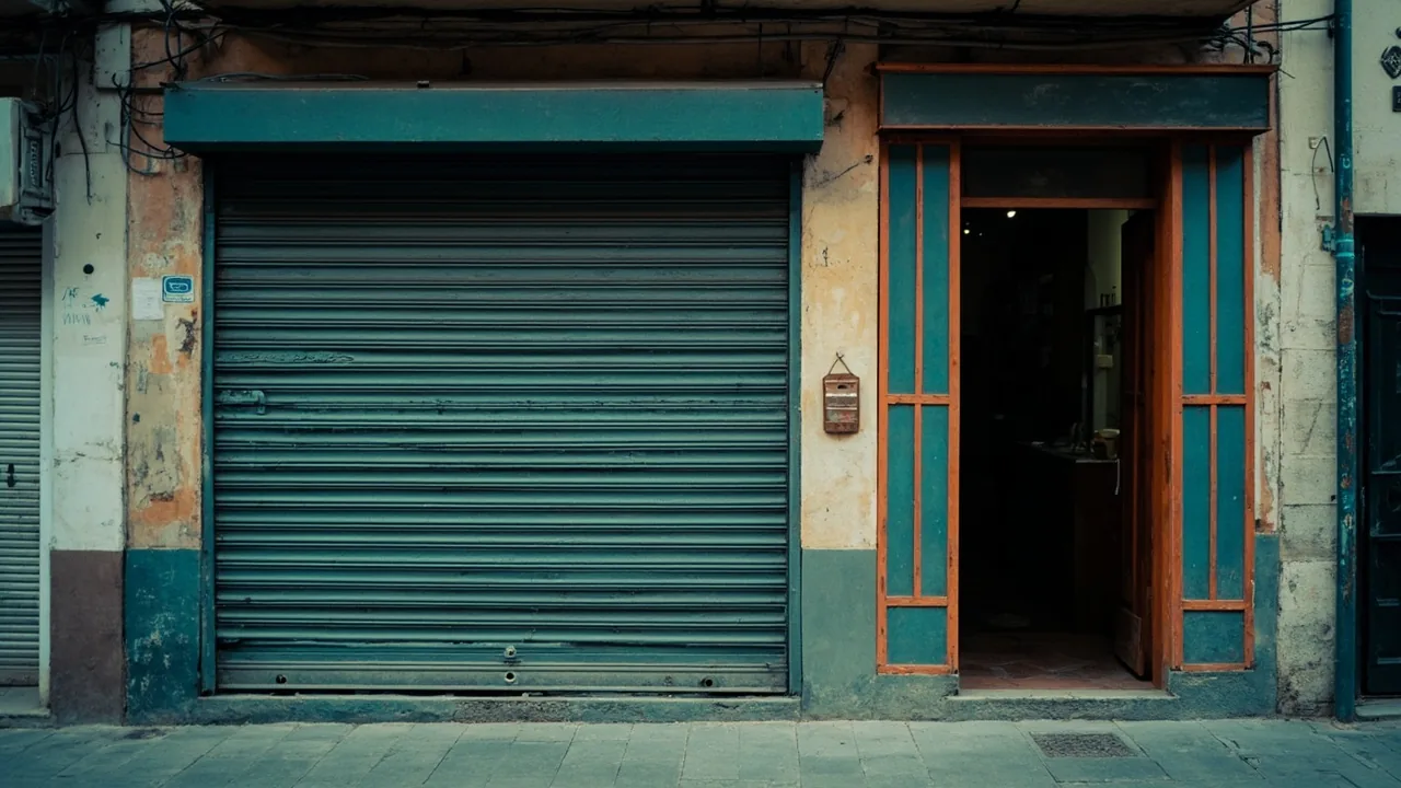 Vender parte de un garaje heredado: local con persiana metálica y puerta de trastero