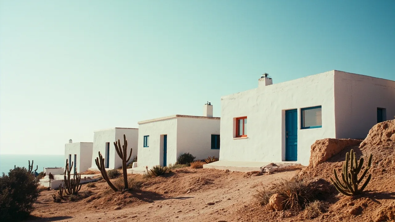 Vender proindiviso en Almería: casas blancas de tejado plano en una ladera de Almería