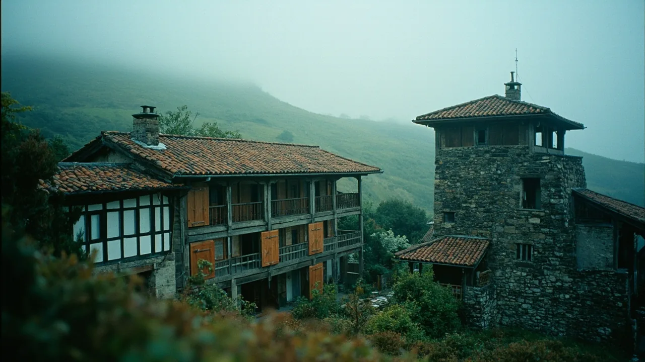 Vender proindiviso en Asturias: casas de piedra asturianas con hórreo entre colinas verdes, donde compramos proindivisos