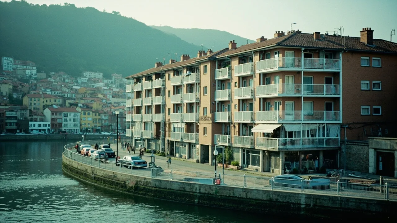 Vender proindiviso en Bilbao: edificios con miradores blancos junto a la ría de Bilbao