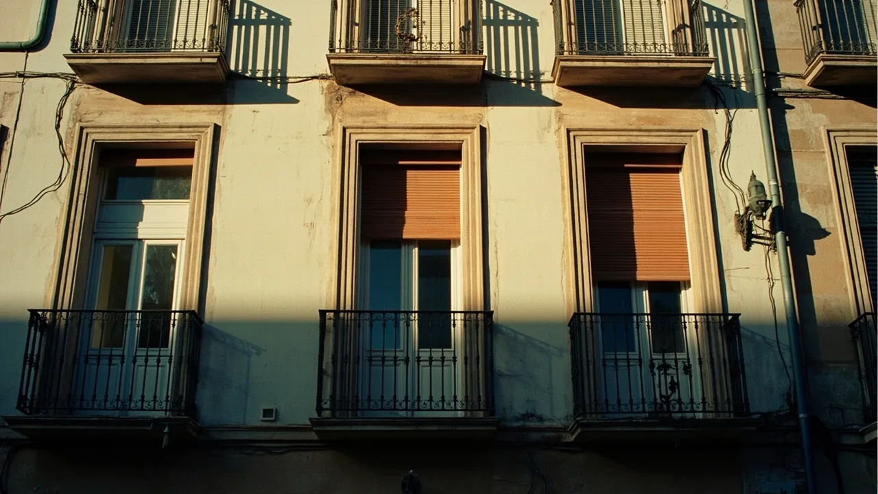 Vender piso heredado entre hermanos: fachada de una casa familiar con varios balcones