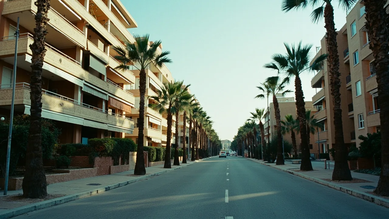 Vender proindiviso en Valencia: bloques de pisos con balcones y toldos en una avenida de Valencia